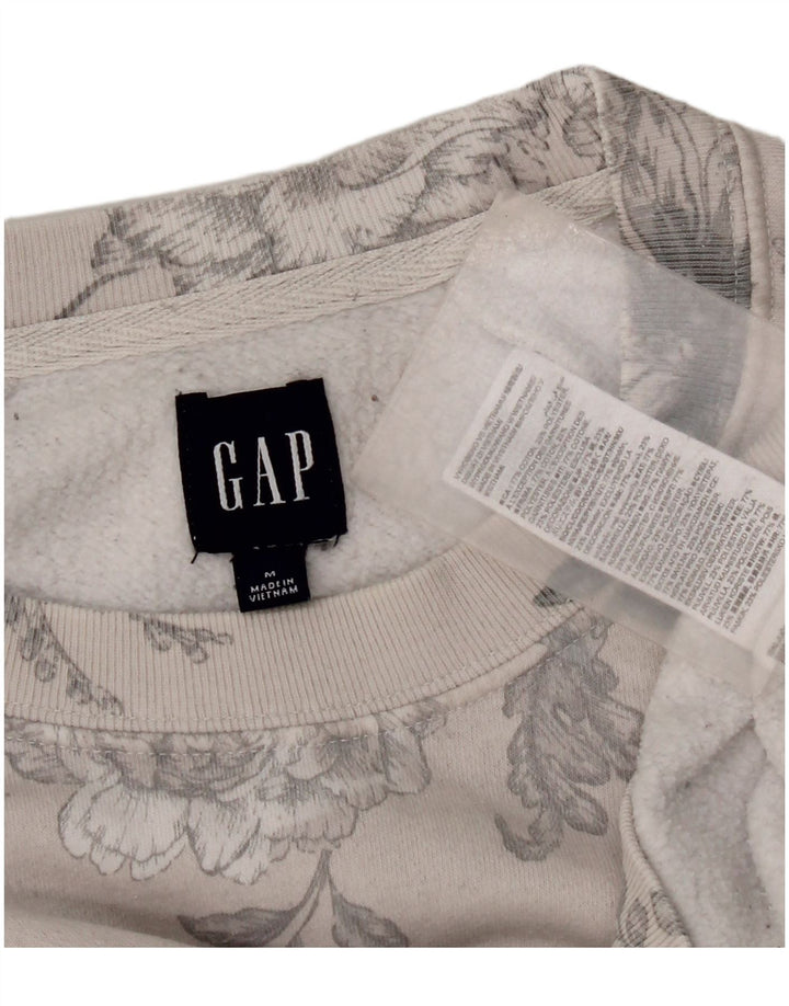 Gap Dame Sweatshirt Jumper UK 14 Medium Grey Floral Bomuld