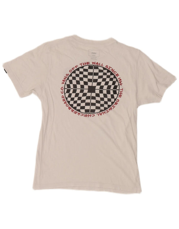 Vans Dame Custom Fit Grafisk T-Shirt Top UK 14 Medium Hvid Bomuld