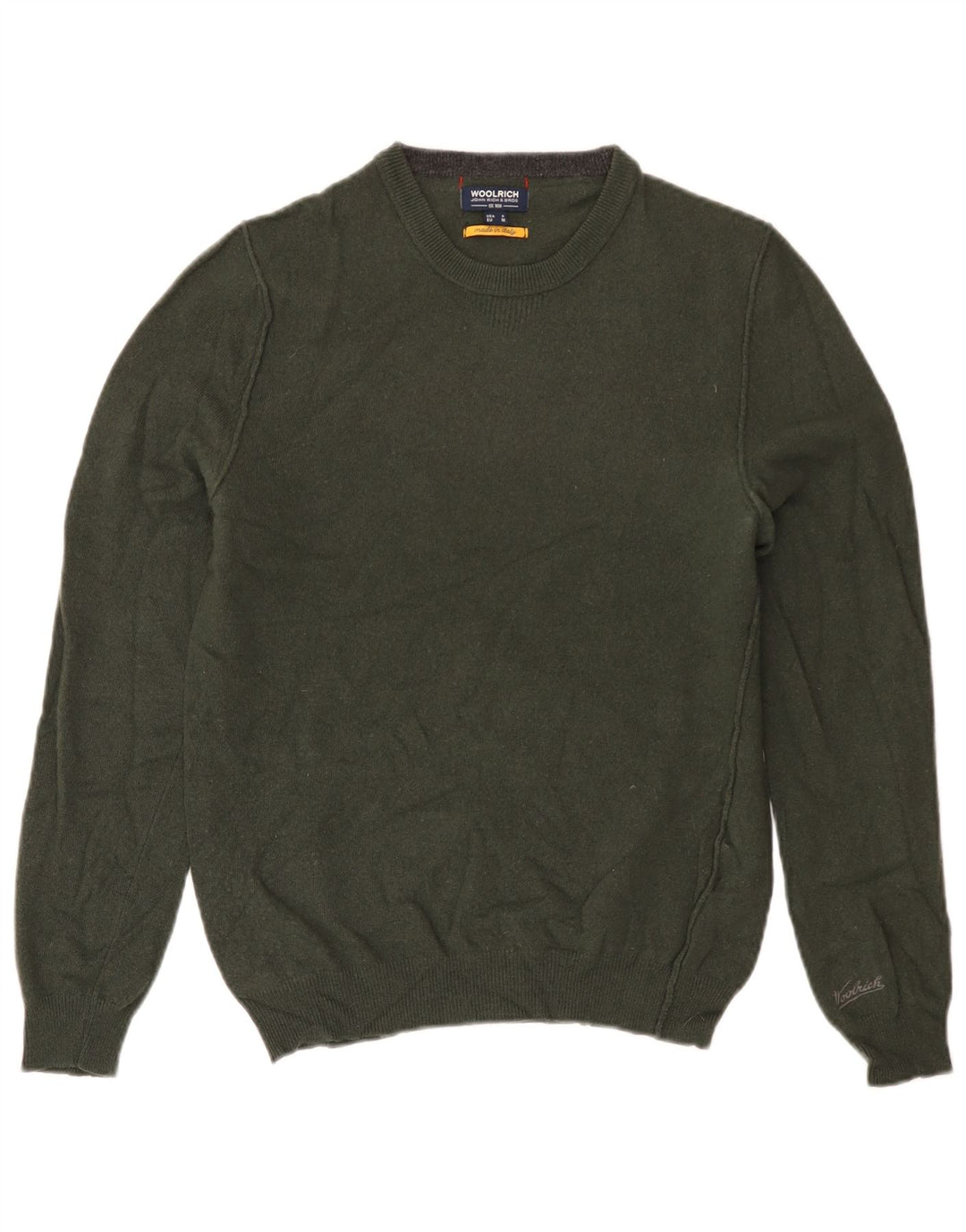 WOOLRICH Dame sweater med rund hals DK 14 Medium Khaki Wool