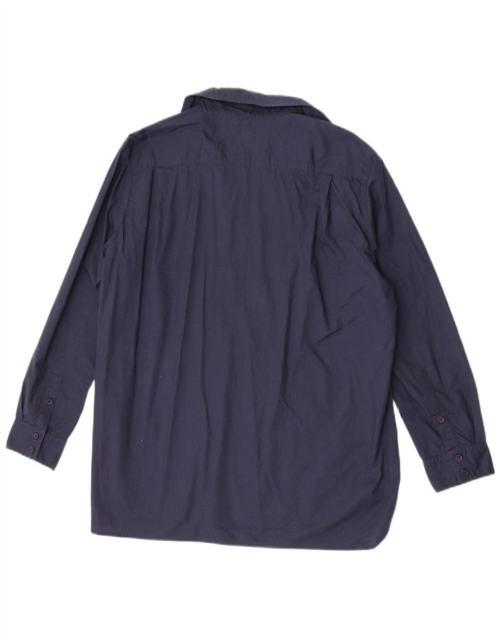 French Connection Dame Pullover Shirt UK 14 Large Navy Blue Cotton