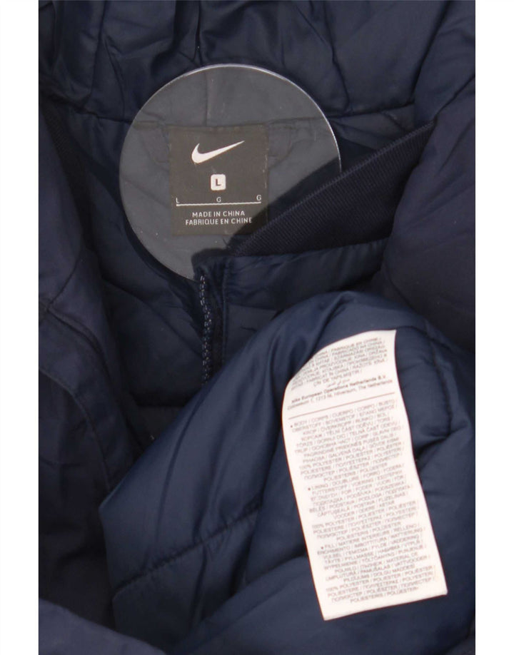 Nike Polstret frakke med hætte til mænd UK 40 Stor marineblå polyester
