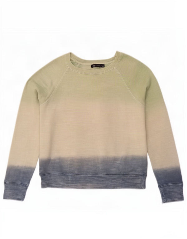 Marks & Spencer Dame Sweatshirt Jumper UK 12 Medium Green Colourblock