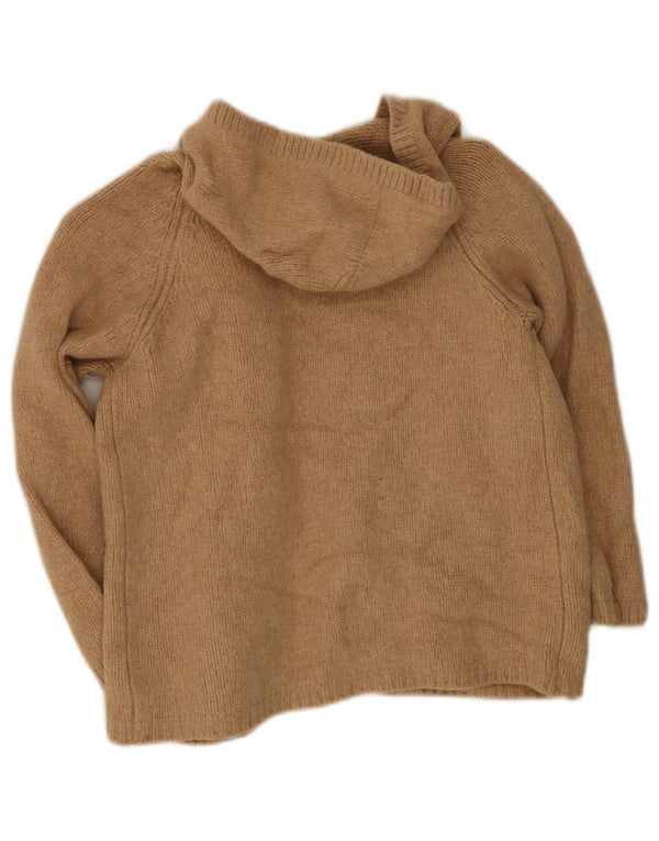 Max Mara Womens Hooded Open Cardigan Sweater UK 14 Large Beige Virgin Wool