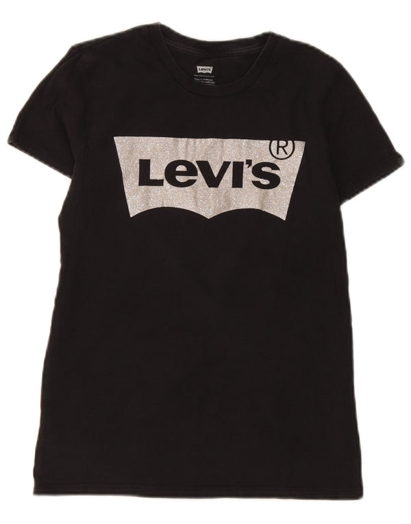 Levi's Grafisk T-shirt top til kvinder UK 6 XS Sort