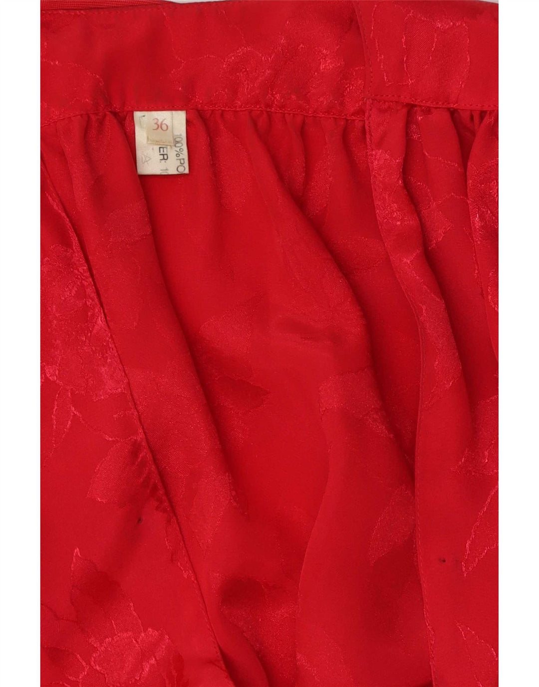 Vintage damebluse med 3/4 ærmer EU 36 lille rød blomsterpolyester