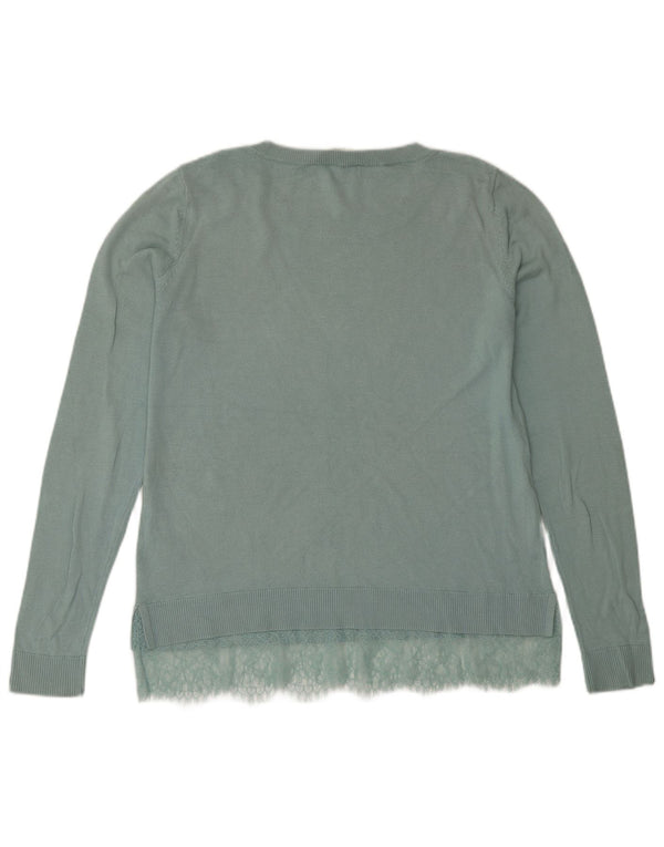 Oasis Dame Boat Neck Jumper Sweater UK 14 Medium turkis bomuld