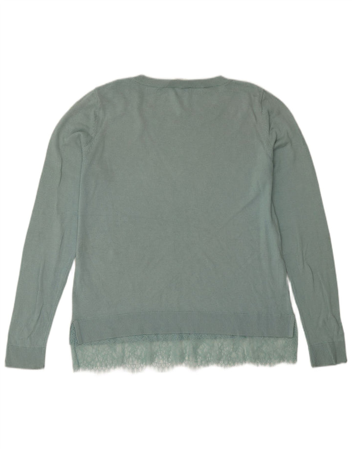 Oasis Dame Boat Neck Jumper Sweater UK 14 Medium turkis bomuld