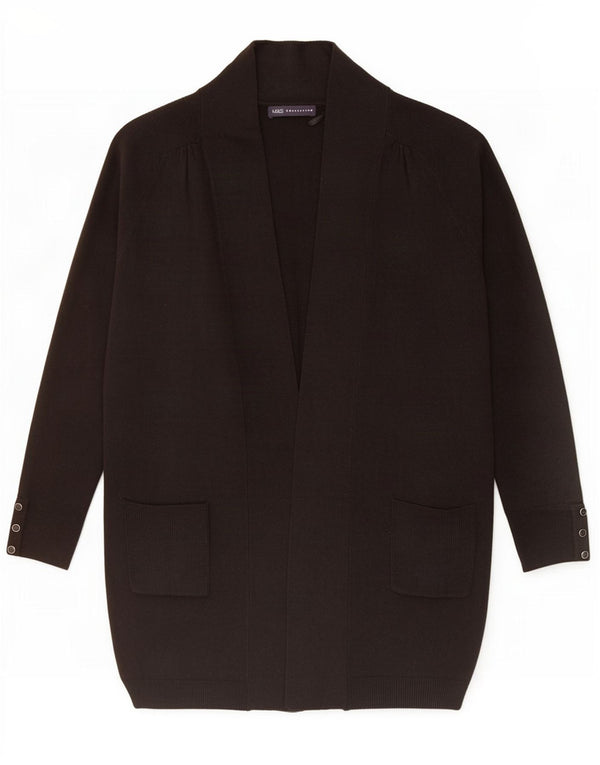 Marks & Spencer Womens Open Cardigan Sweater UK 14 Medium Black Acrylic