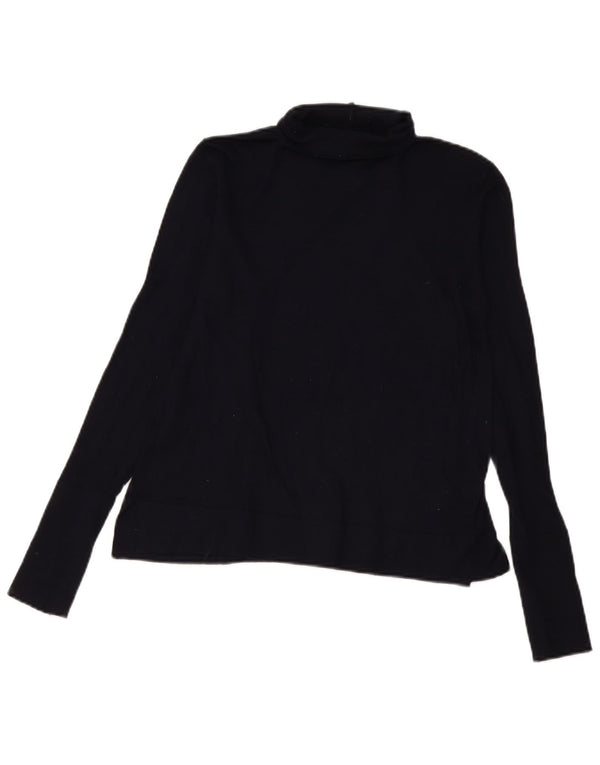 Zara Dame Bluse Top UK 12 Medium Navy Blue Modal