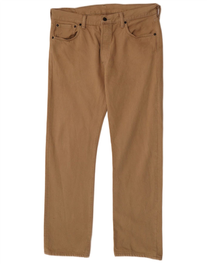 Levi's Herre 501 Stretch Straight Jeans W34 L30 Brun Bomuld