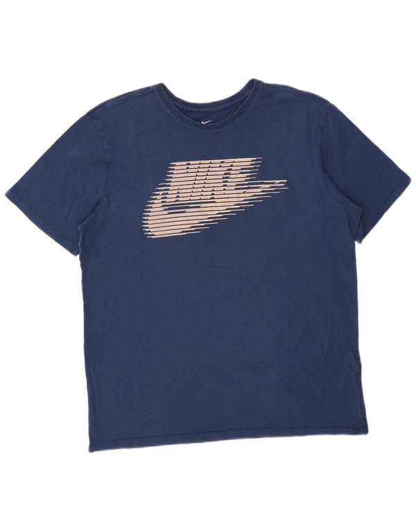 Nike Herre Athletic Cut Grafisk T-Shirt Top XL Blå Bomuld