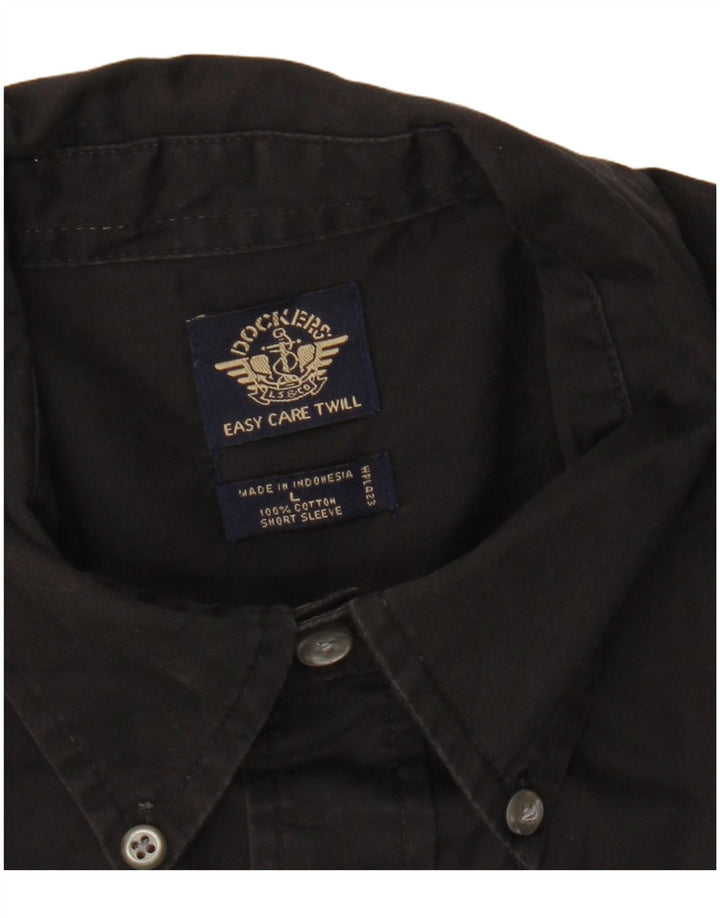 DOCKERS Kortærmet Herreskjorte Stor Sort Bomuld