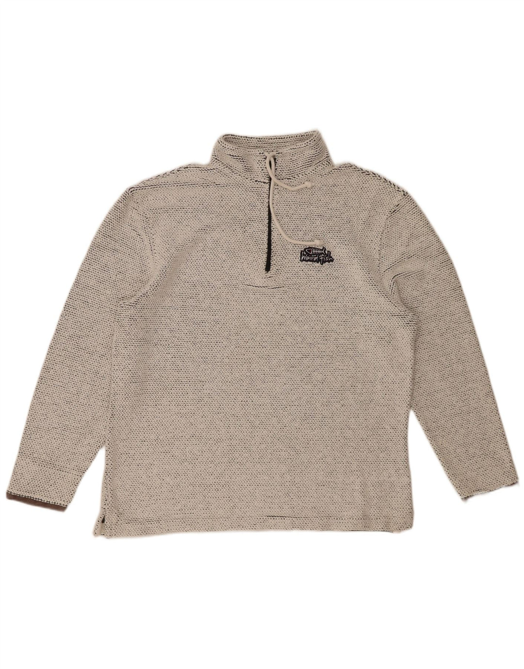 WEIRD FISH Herre Zip Neck Sweatshirt Jumper Large Grå Bomuld