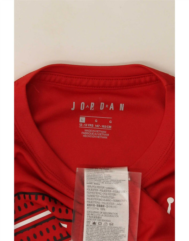 Jordan Boys Grafisk T-Shirt Top 12-13 År Stor Rød Polyester