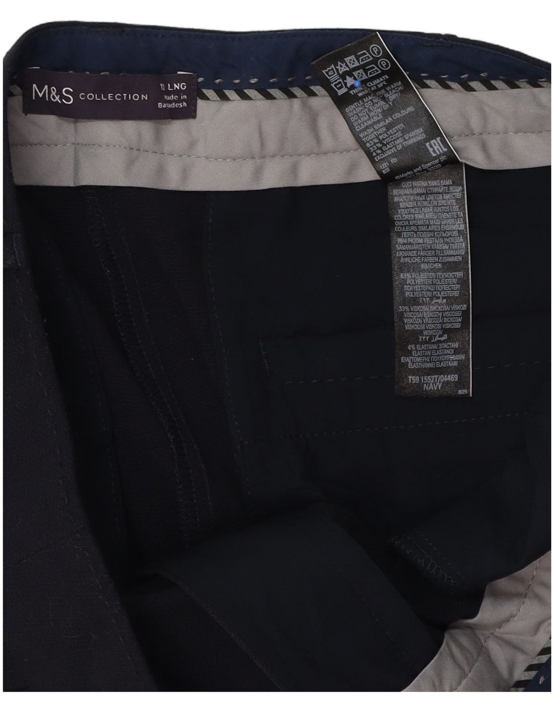 Marks & Spencer jakkesætsbukser til kvinder UK 12 Medium W34 L32 Marineblå