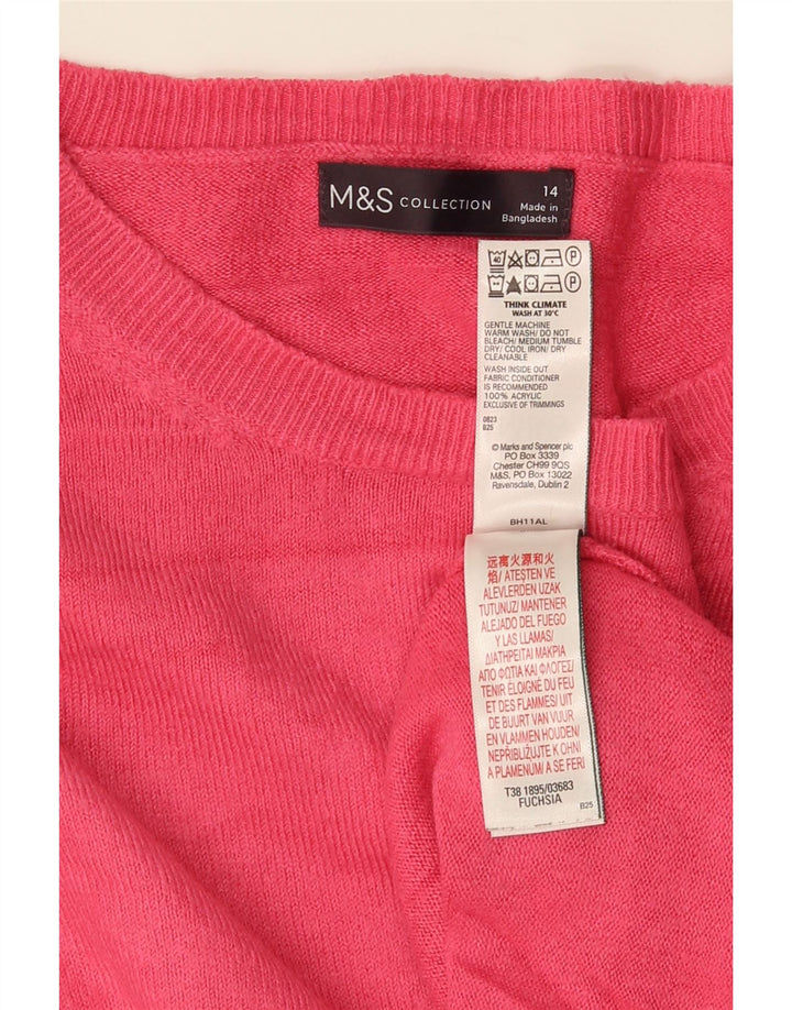 Marks & Spencer Dame sweater med rund hals DK 14 Medium Pink Akryl