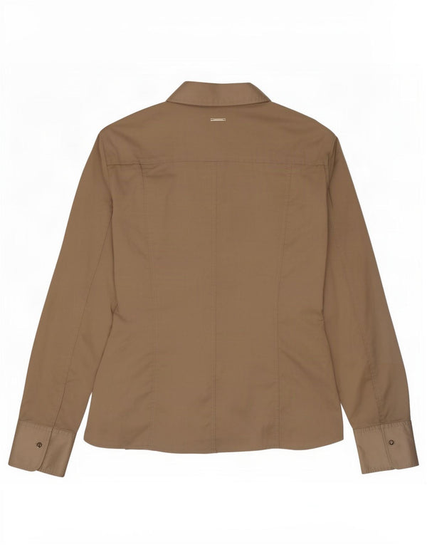 Hugo Boss Womens Shirt UK 14 Large Khaki Cotton