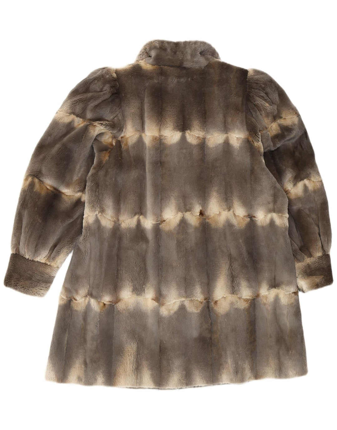 Vintage pelsfrakke til kvinder UK 14 Stort gråstribet læder