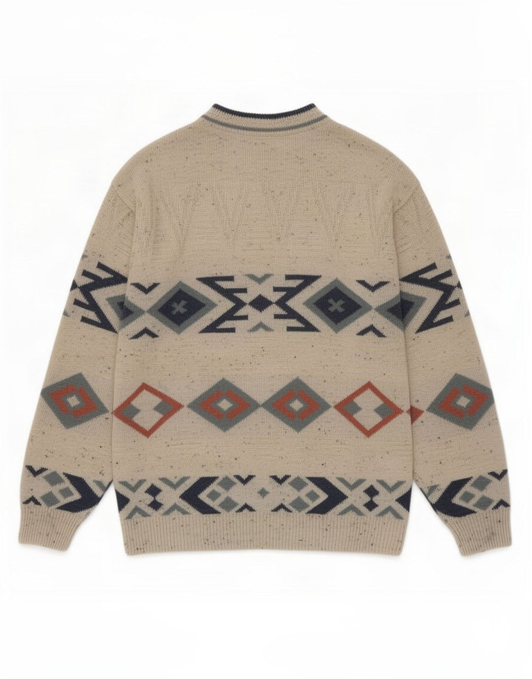 Marks & Spencer Herretrøje med rund hals-sweater Medium Beige Geometrisk