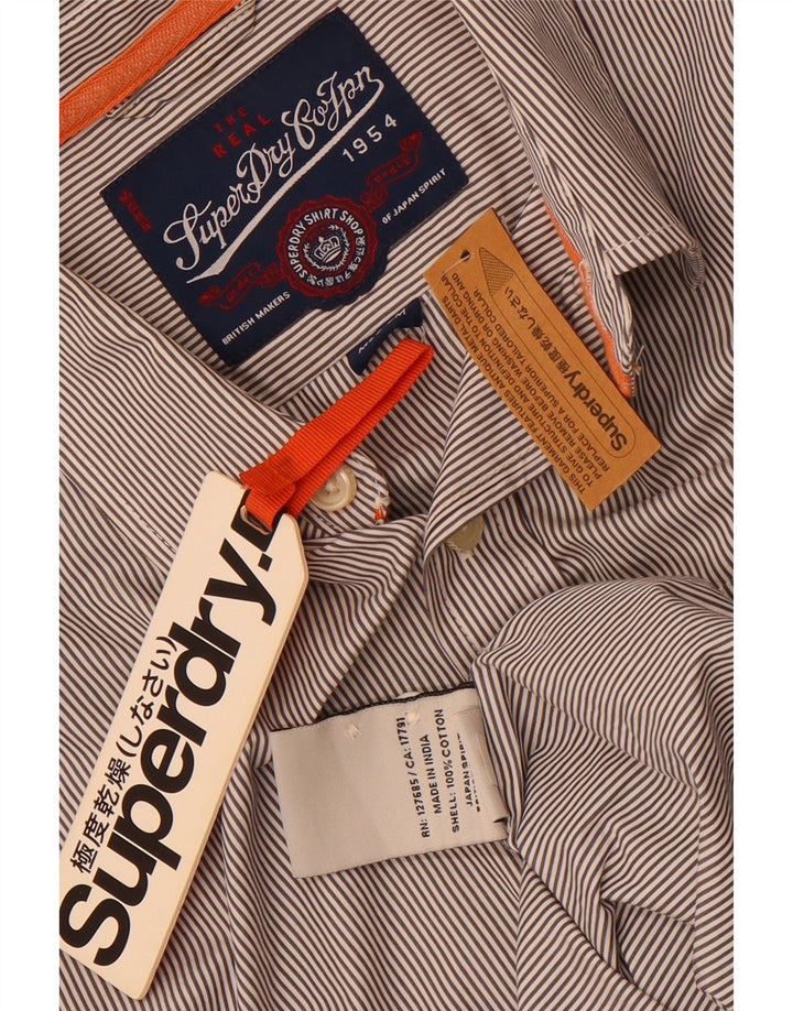Superdry herreskjorte mellemgrå nålestribet bomuld