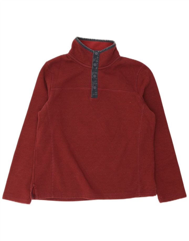 Fat Face Herre Button Neck Sweatshirt Jumper Stor Bourgogne Bomuld