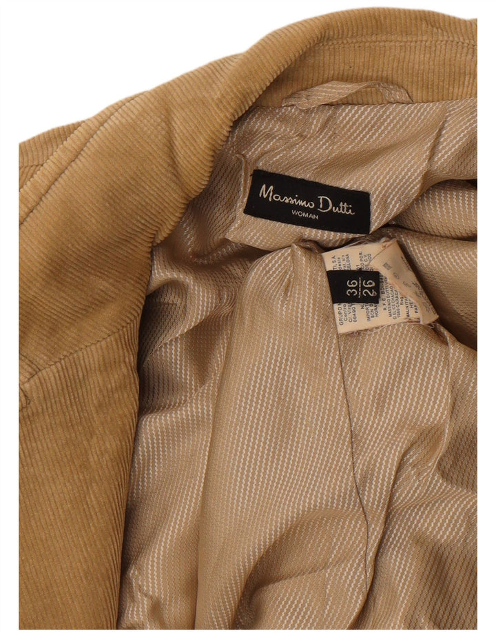 MASSIMO DUTTI dame 2-knaps fløjlsjakke blazerjakke EU 36 XS brun bomuld