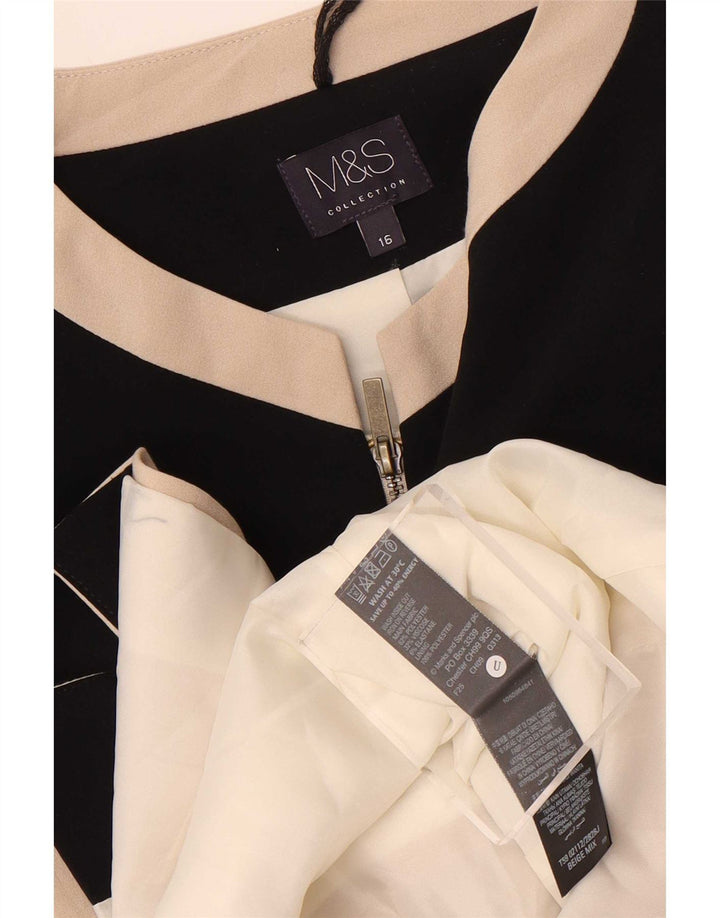 Marks & Spencer Dame Blazer Jakke med lynlås UK 16 Stor Beige Colourblock