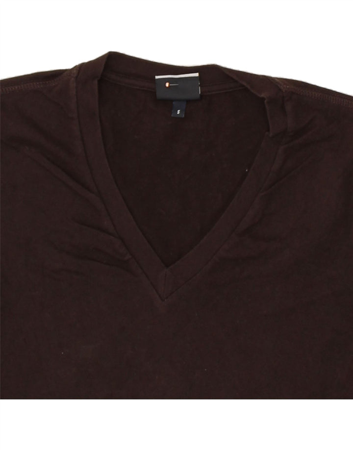TRUSSARDI Womens Top Long Sleeve UK 10 Small Brown Cotton Vintage Trussardi and Second-Hand Trussardi from Messina Hembry 