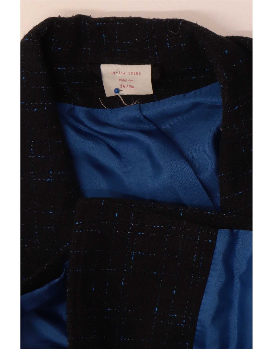 Vintage oversized blazerjakke til kvinder EU 34 XS marineblå ternet