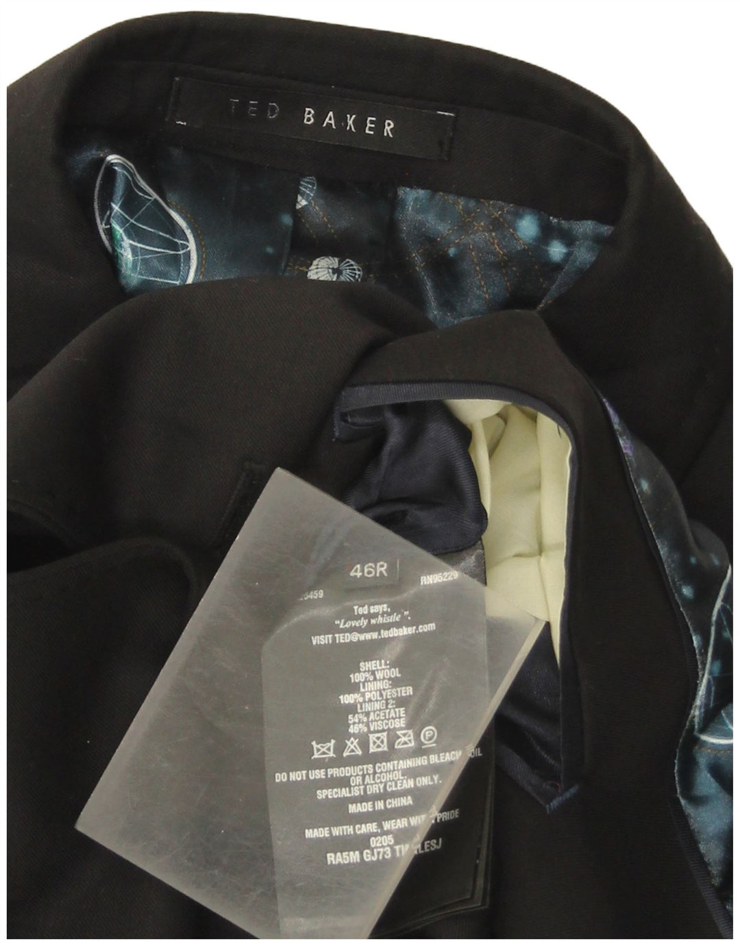 Ted Baker Herre 2 Button Blazer Jacket US 46 3XL Sort Uld