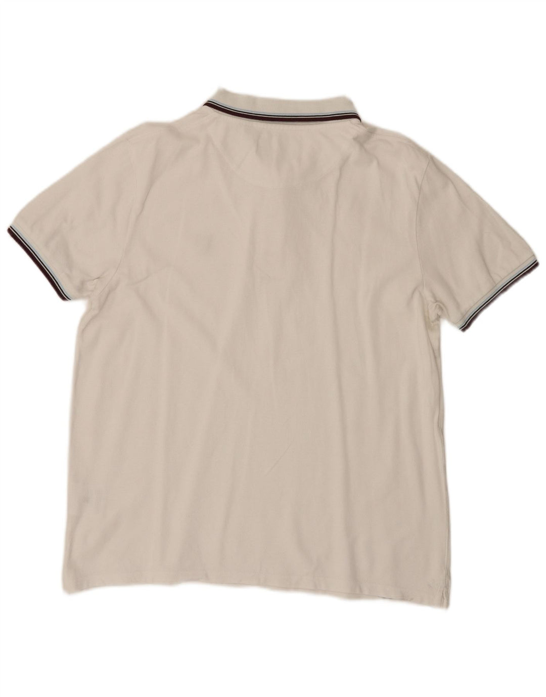 Lyle & Scott herre poloshirt XL hvid stribet bomuld