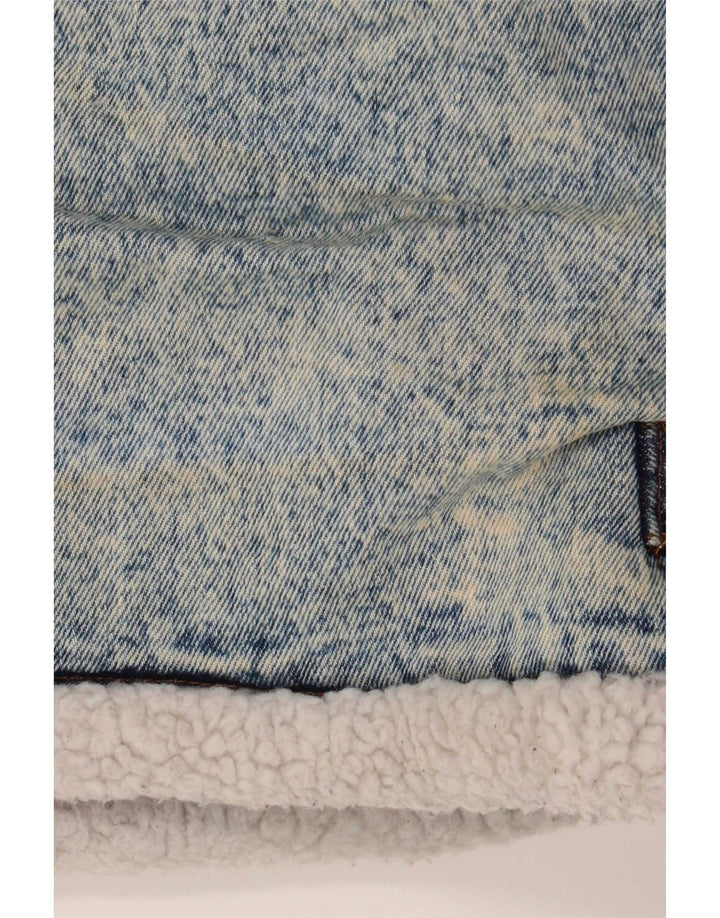 Rifle Herre Sherpa Denim Jacket UK 40 Large Blue Cotton Retro