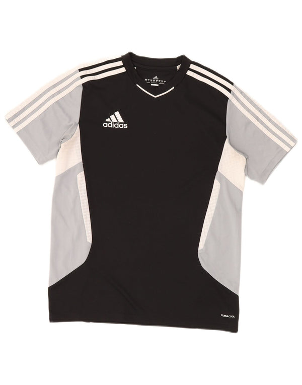 ADIDAS Boys Climacool T-Shirt Top 13-14 år Sort Colourblock Polyester