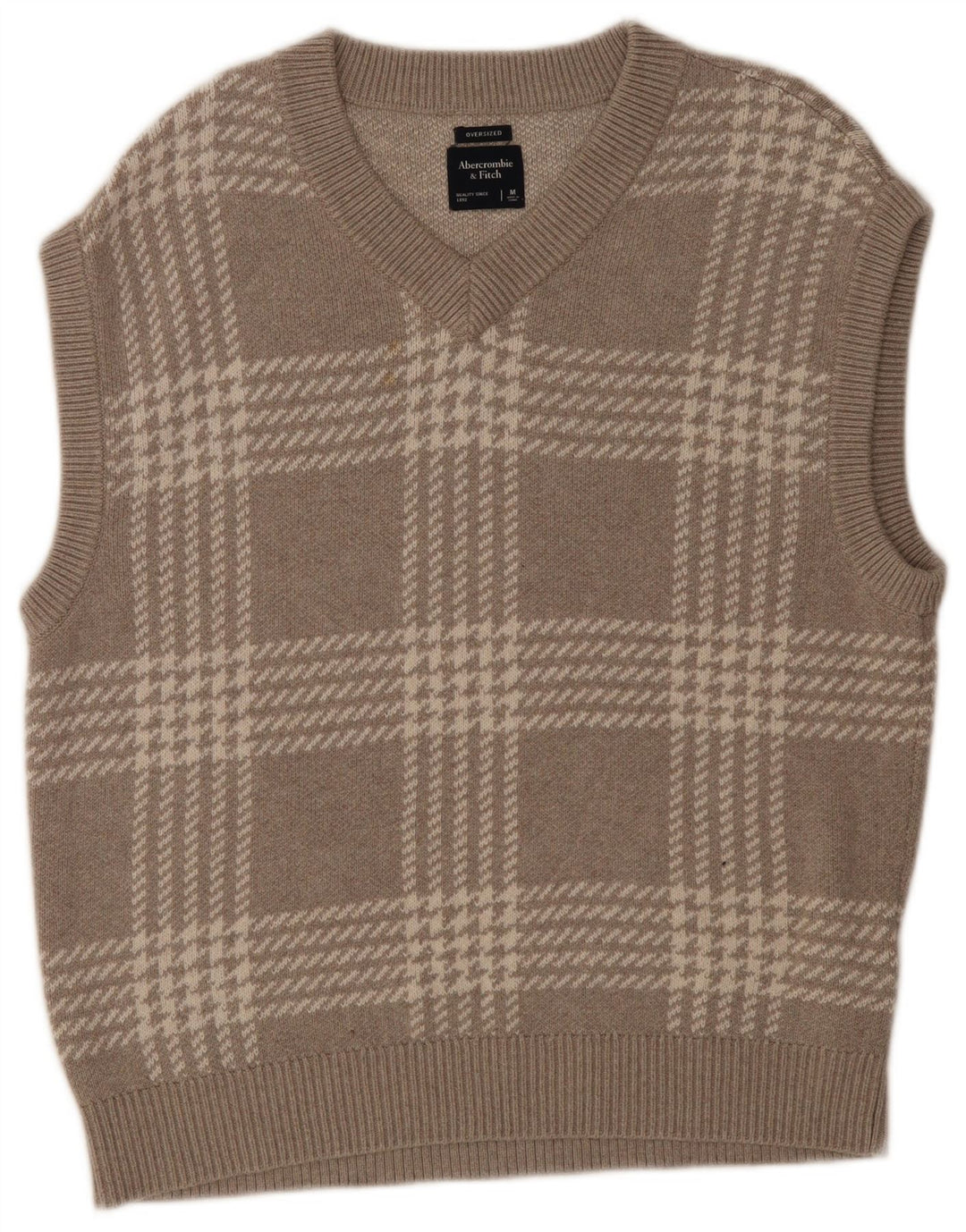 Abercrombie & Fitch Herre Oversized Vest Tank Top Medium Grå Houndstooth