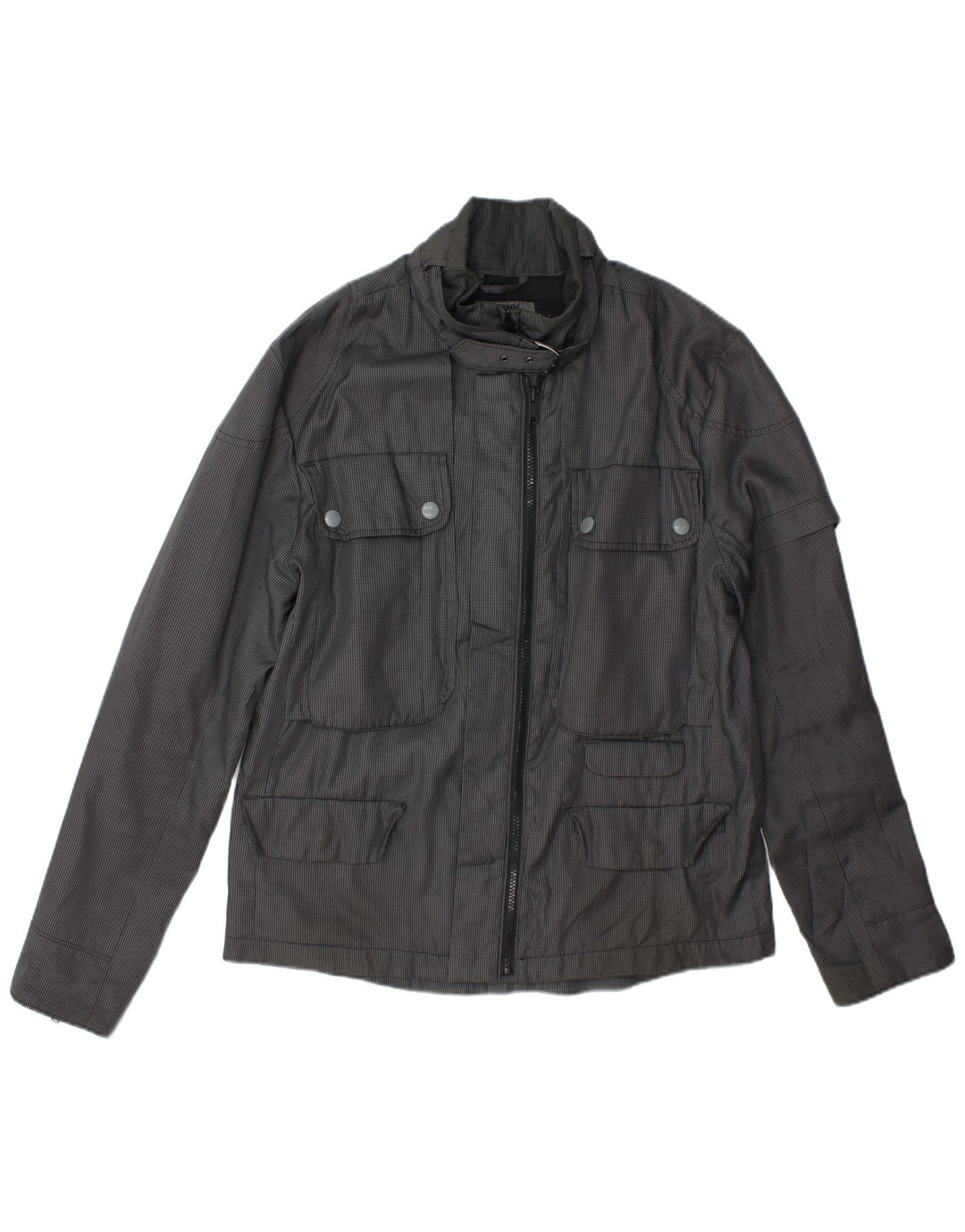 Dkny Herre Utility Jacket UK 40 Large Grey Houndstooth Polyester