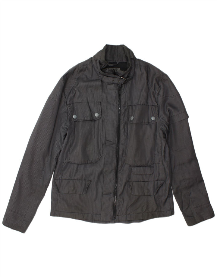 Dkny Herre Utility Jacket UK 40 Large Grey Houndstooth Polyester