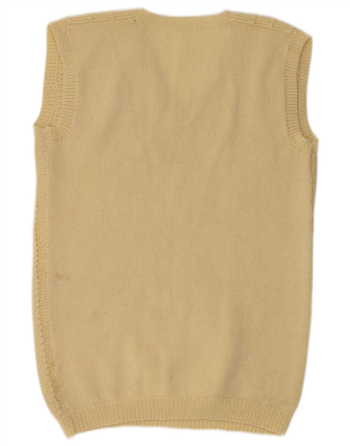 Vintage Dame Vest Tank Top UK 14 Large Yellow