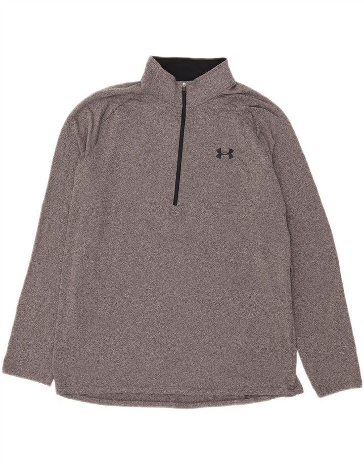 Under Armour Herre Heat Gear Zip Neck Pullover Træningsdragt Top XL Grå