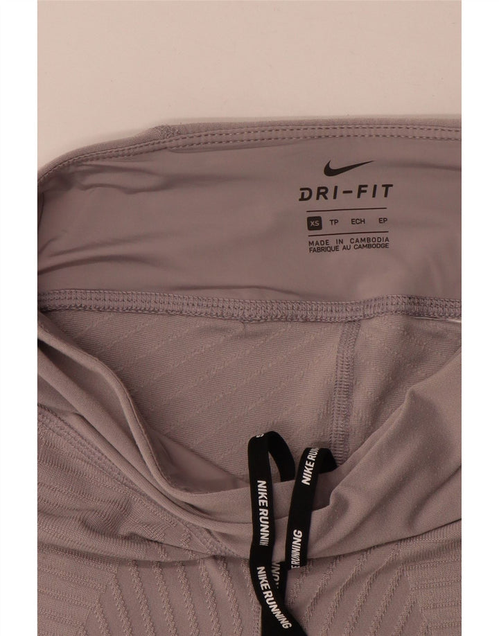Nike Dame Dri Fit Leggings UK 4 XS Gråstribet