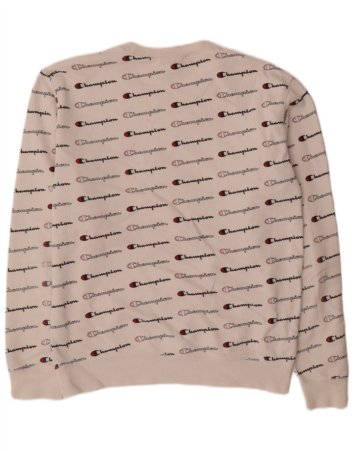 Champion Herre Grafisk Sweatshirt Jumper Medium Hvid Bomuld