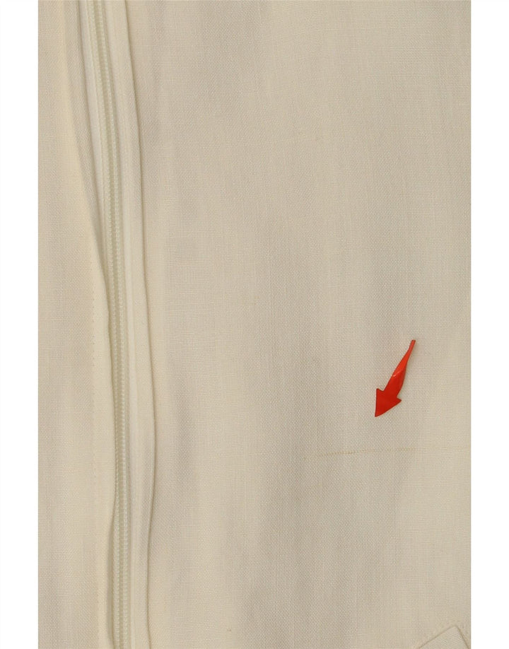 VINTAGE Womens Bomber Jacket UK 12 Medium Off White Colourblock Viscose