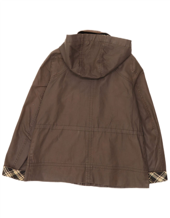 Miss Selfridge Dame Hætte Oversized Vokset jakke UK 10 Small Brown Check