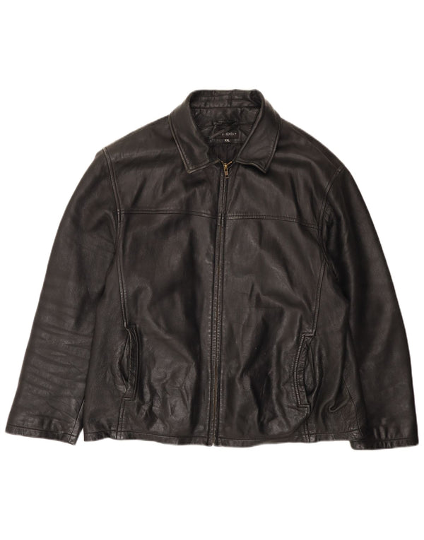 VINTAGE Herre Læderjakke UK 44 2XL Sort