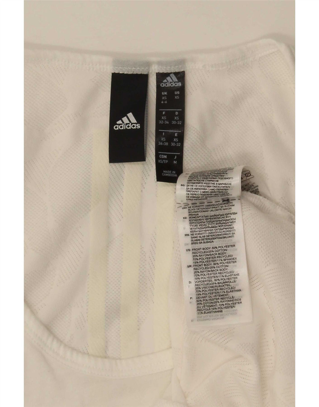 Adidas Dame Vest Top UK 4/6 XS Hvid Polyester