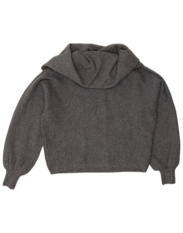 Zara Dame Crop Roll Neck Jumper Sweater UK 10 Small Grey Viscose