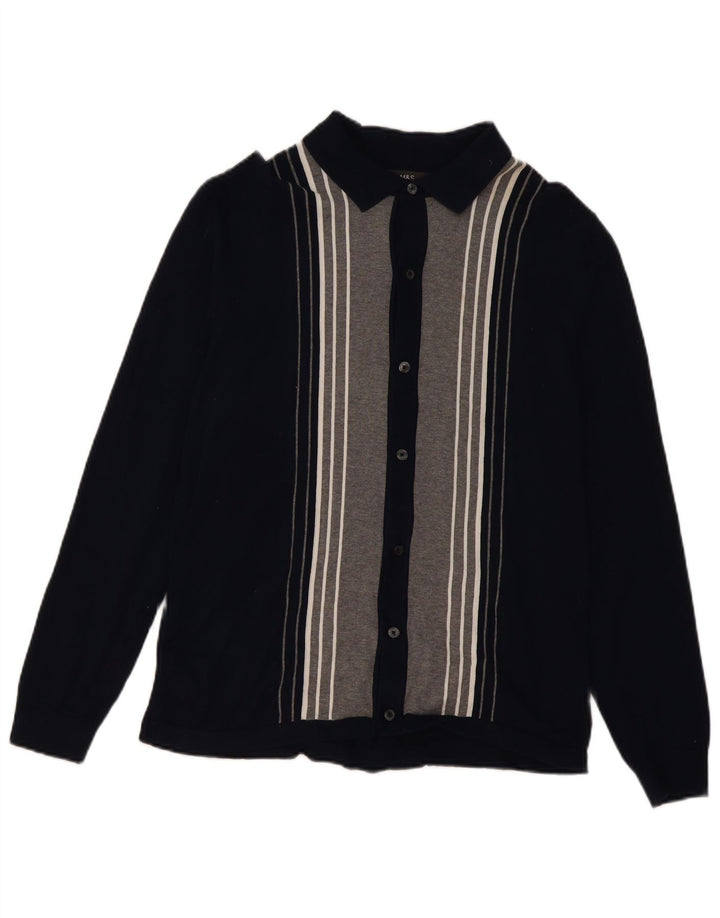Marks & Spencer Herre cardigan sweater Medium Marineblå Colourblock Bomuld