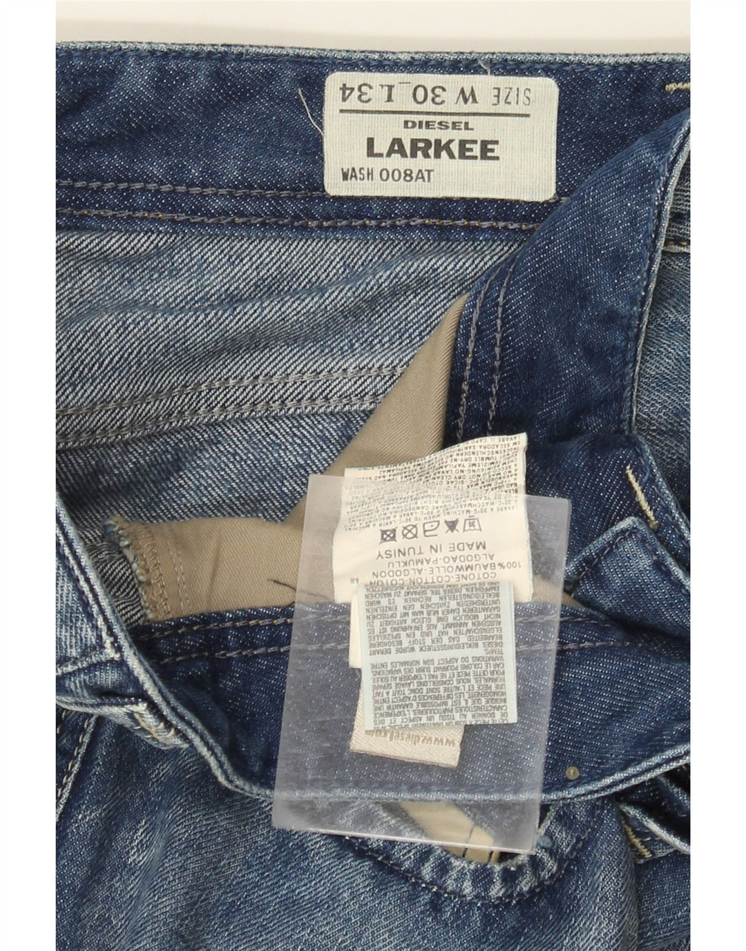 DIESEL Herre Larkee Straight Jeans W30 L27 Blå Bomuld