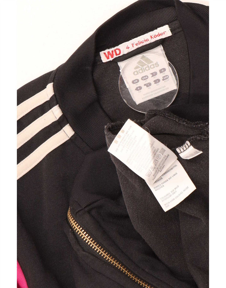 Adidas træningsdragt topjakke til kvinder UK 12 Medium Sort Colourblock Bomuld