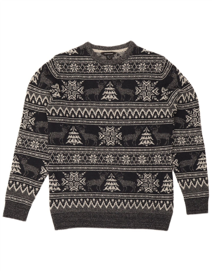 Cedarwood State Herre Crew Neck sweater Medium Grey Fair Isle