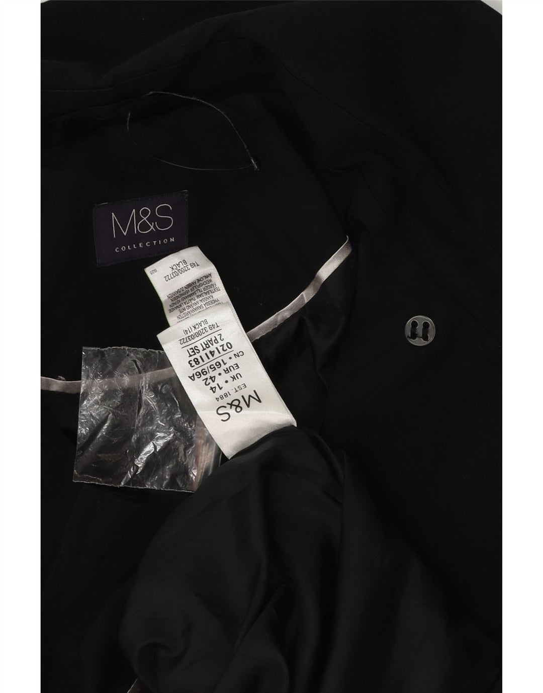 Marks & Spencer Trench Coat til kvinder UK 14 Stor sort polyester